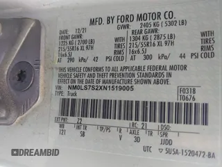 2022 Ford Transit Connect XL z VIN NM0LS7S2XN1519005, wystawiony jako IAAI lot #41944474 z przebiegiem 69 506 mil mil oraz . Historia ofert i sprzedaży dostępna na DreamBid. Obrazek 9.