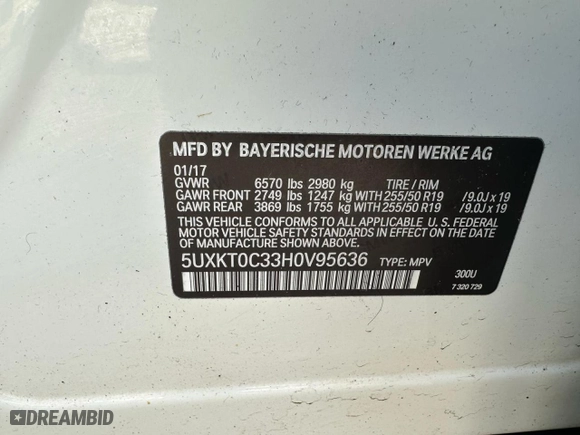 2017 BMW X5 xDrive40e iPerformance with VIN 5UXKT0C33H0V95636, listed as a Copart auction lot 50008195 with 190,665 mi miles and Clean Title. Bid and sale history available at carsss.com. Image 10.