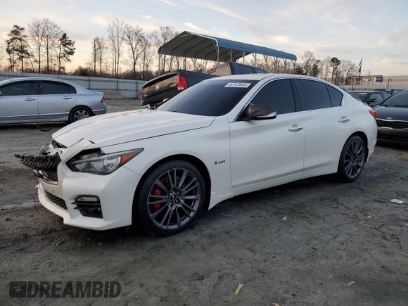 2017 Infiniti Q50 Red Sport 400 with VIN JN1FV7AR4HM870312, listed as a Copart auction lot 44147645 with 118,864 mi miles and Salvage Title. Bid and sale history available at carsss.com. Image 1.