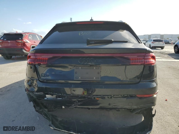 2023 Audi Q8 Premium with VIN WA1AVBF1XPD020187, listed as a Copart auction lot 75623334 with 8308 miles and Salvage Title. Bid and sale history available at carsss.com. Image 6.