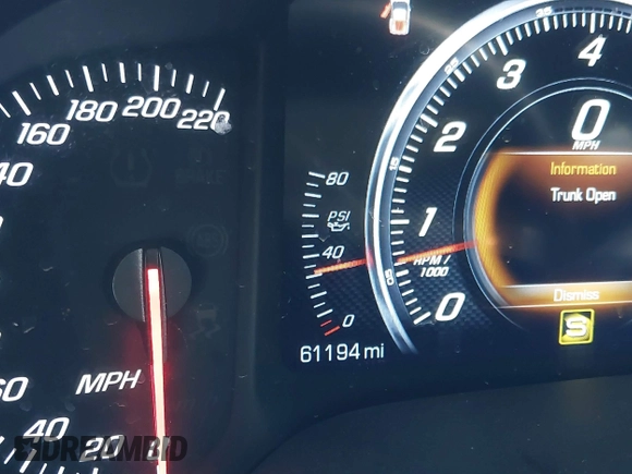 2017 Chevrolet Corvette Z06 3LZ with VIN 1G1YU2D65H5603471, listed as a IAAI auction lot 41610257 with 61,194 mi miles. Bid and sale history available at carsss.com. Image 15.