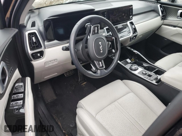 2023 Kia Sorento Hybrid SX Prestige with VIN KNDRKDLG0P5187805, listed as a Copart auction lot 84380234 with 0 mi miles and Salvage Title. Bid and sale history available at carsss.com. Image 8.