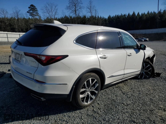 2022 Acura MDX w/Technology Package with VIN 5J8YE1H43NL032577, listed as a Copart auction lot 89393715 with 41,181 mi miles and Salvage Title. Bid and sale history available at carsss.com. Image 3.
