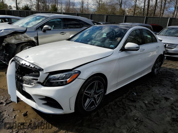 2021 Mercedes-Benz C 300 with VIN W1KWF8EBXMR647806, listed as a Copart auction lot 88028765 with 13,326 mi miles and Non Repairable. Bid and sale history available at carsss.com. Image 1.
