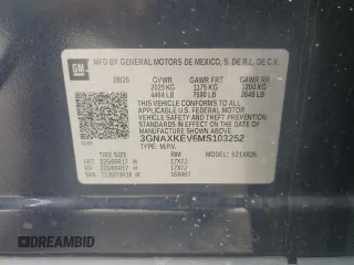 2021 Chevrolet Equinox LT with VIN 3GNAXKEV6MS103252, listed as a Copart auction lot 61040265 with 48,778 mi miles and Salvage title. Bid and sale history available at DreamBid. Image 13.