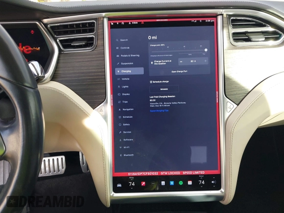 2012 Tesla Model S Performance with VIN 5YJSA1DP7CFS01032, listed as a IAAI auction lot 41423925 with 18,070 mi miles. Bid and sale history available at carsss.com. Image 17.