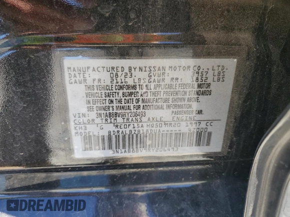 2024 Nissan Sentra S z VIN 3N1AB8BV9RY206493, wystawiony jako Copart lot #47537095 z przebiegiem 33 480 mil mil oraz Szkoda całkowita • Salvage title. Historia ofert i sprzedaży dostępna na DreamBid. Obrazek 13.