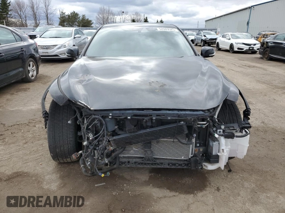 2021 Infiniti Q50 Red Sport 400 with VIN JN1FV7DR2MM880827, listed as a Copart auction lot 52089525 with 38,718 mi miles and Salvage title. Bid and sale history available at DreamBid. Image 5.