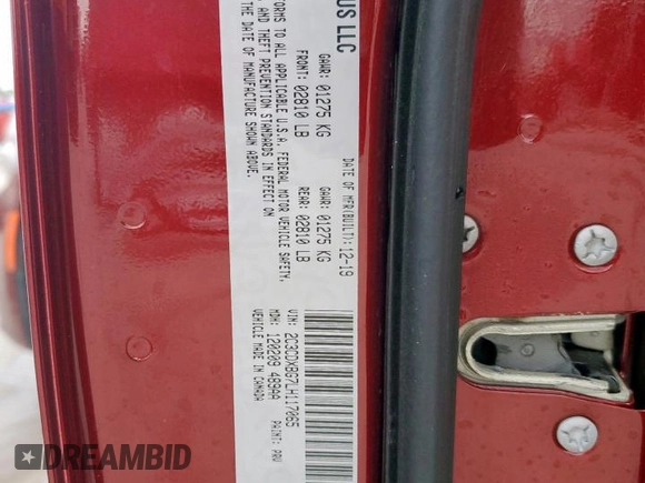 2020 Dodge Charger SXT with VIN 2C3CDXBG7LH117065, listed as a Copart auction lot 51527815 with Not Provided miles and Salvage Title. Bid and sale history available at DreamBid. Image 12.
