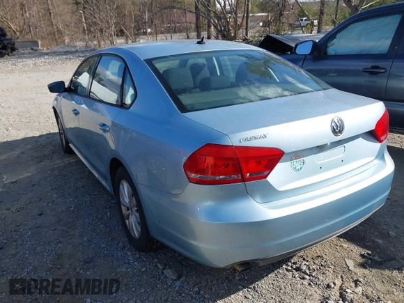 2012 Volkswagen Passat S w/Appearance with VIN 1VWAP7A39CC103581, listed as a IAAI auction lot 41837612 with 190,125 mi miles. Bid and sale history available at carsss.com. Image 3.