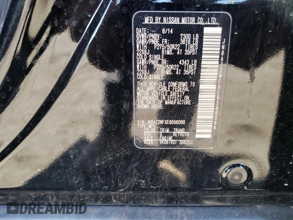 2014 Infiniti QX80 with VIN JN8AZ2NFXE9556066, listed as a Copart auction lot 70839154 with Not Provided miles and Salvage Title. Bid and sale history available at carsss.com. Image 12.