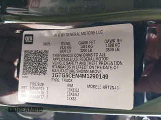 2021 GMC Canyon 2WD Elevation z VIN 1GTG5CEN4M1290149, wystawiony jako IAAI lot #41782863 z przebiegiem 33 807 mil mil oraz . Historia ofert i sprzedaży dostępna na DreamBid. Obrazek 9.