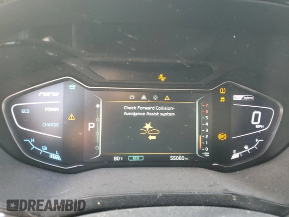 2022 Kia Niro LXS with VIN KNDCB3LC4N5549466, listed as a Copart auction lot 43571165 with 55,060 mi miles and Salvage Title. Bid and sale history available at carsss.com. Image 9.