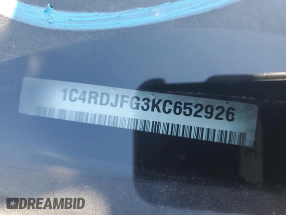 2019 Dodge Durango Pursuit with VIN 1C4RDJFG3KC652926, listed as a Copart auction lot 62269075 with 90,227 mi miles and Salvage title. Bid and sale history available at DreamBid. Image 12.