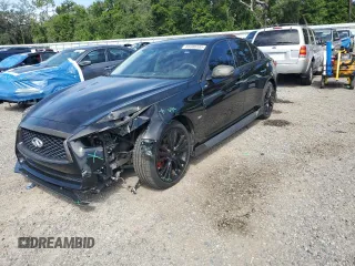 2018 Infiniti Q50 Luxe with VIN JN1EV7AR6JM610625, listed as a Copart auction lot 65388185 with 71,367 mi miles and Salvage title. Bid and sale history available at DreamBid. Image 1.