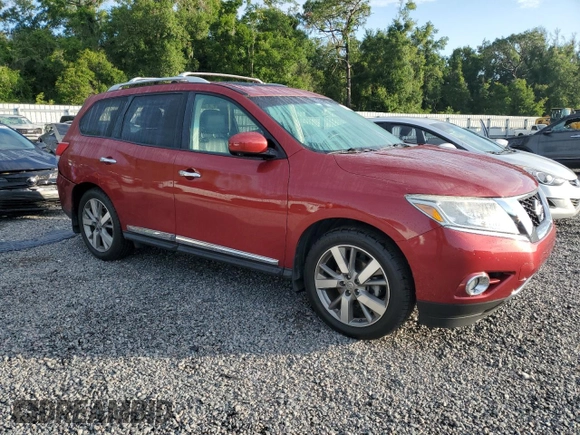 2015 Nissan Pathfinder Platinum with VIN 5N1AR2MN2FC697024, listed as a Copart auction lot 61791855 with 93,366 mi miles and Salvage title. Bid and sale history available at DreamBid. Image 4.