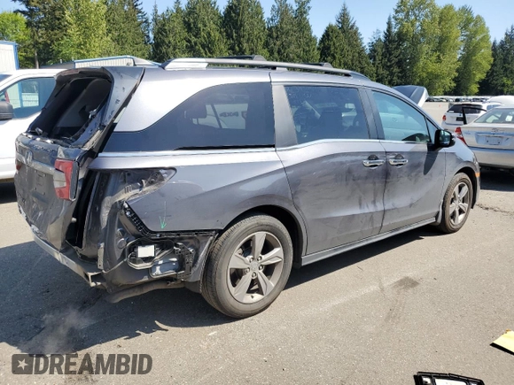 2020 Honda Odyssey EX with VIN 5FNRL6H58LB036140, listed as a Copart auction lot 54787905 with 37,408 mi miles and Salvage Title. Bid and sale history available at DreamBid. Image 3.