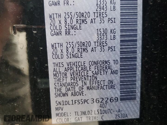 2023 Infiniti QX60 Luxe z VIN 5N1DL1FS5PC362269, wystawiony jako Copart lot #59738215 z przebiegiem 35 994 mil mil oraz Szkoda całkowita • Salvage title. Historia ofert i sprzedaży dostępna na DreamBid. Obrazek 13.