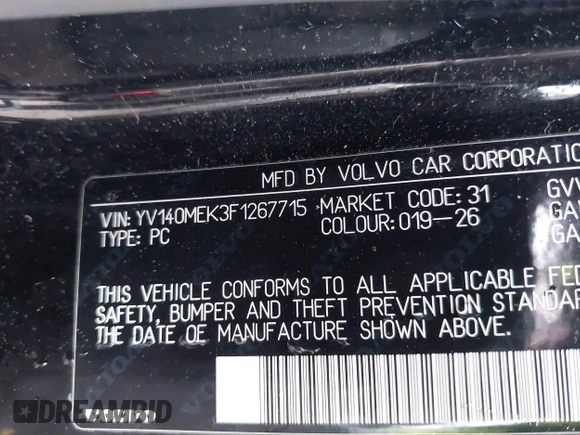2015 Volvo V60 T5 Drive-E Premier z VIN YV140MEK3F1267715, wystawiony jako IAAI lot #41227560 z przebiegiem 102 244 mil mil oraz . Historia ofert i sprzedaży dostępna na DreamBid. Obrazek 9.