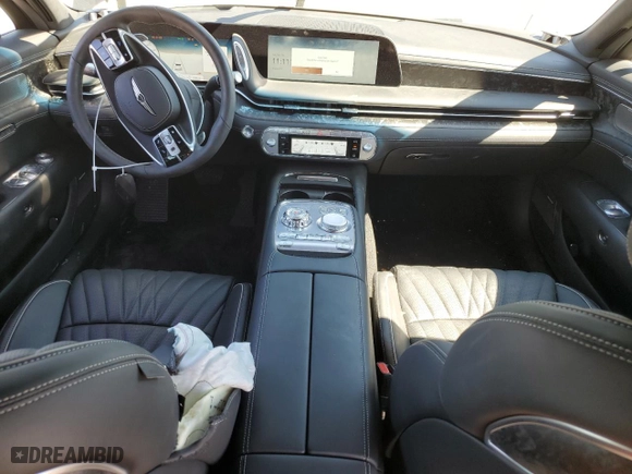 2023 Genesis G90 e-SC with VIN KMTFC4SD6PU027636, listed as a Copart auction lot 70834784 with 14,606 mi miles and Salvage Title. Bid and sale history available at carsss.com. Image 8.