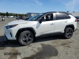 2021 Toyota RAV4 Hybrid XSE with VIN 2T3E6RFV3MW028727, listed as a Copart auction lot 55866995 with 75,935 mi miles and Salvage title. Bid and sale history available at DreamBid. Image 1.