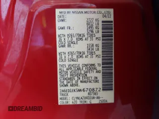 2022 Nissan Frontier S with VIN 1N6ED1EK5NN670872, listed as a Copart auction lot 71964864 with 27,733 mi miles and Salvage Title. Bid and sale history available at carsss.com. Image 12.