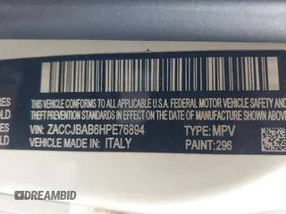 2017 Jeep Renegade Sport with VIN ZACCJBAB6HPE76894, listed as a IAAI auction lot 42106358 with 61,873 mi miles and . Bid and sale history available at carsss.com. Image 9.