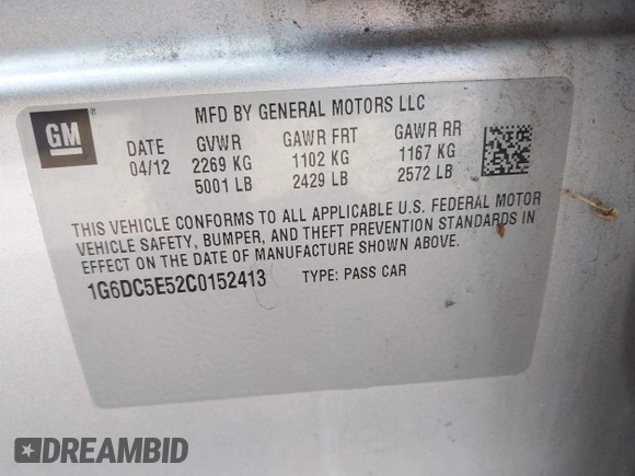 2012 Cadillac CTS z VIN 1G6DC5E52C0152413, wystawiony jako IAAI lot #42424517 z przebiegiem Nie podano mil oraz . Historia ofert i sprzedaży dostępna na DreamBid. Obrazek 9.