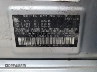 2012 Subaru Legacy Premium z VIN 4S3BMBC6XC3012037, wystawiony jako Copart lot #55500225 z przebiegiem 303 495 mil mil oraz Szkoda całkowita • Salvage title. Historia ofert i sprzedaży dostępna na DreamBid. Obrazek 12.