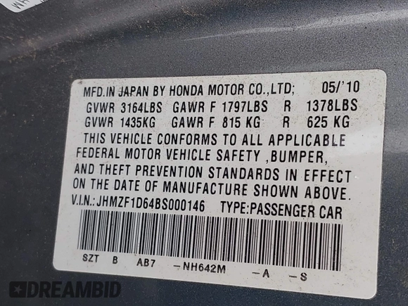 2011 Honda CR-Z EX with VIN JHMZF1D64BS000146, listed as a IAAI auction lot 42005083 with 204,459 mi miles. Bid and sale history available at carsss.com. Image 9.