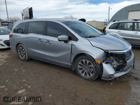 2021 Honda Odyssey EX-L with VIN 5FNRL6H77MB039727, listed as a Copart auction lot 88869145 with Not Provided miles and Salvage Title. Bid and sale history available at DreamBid. Image 4.