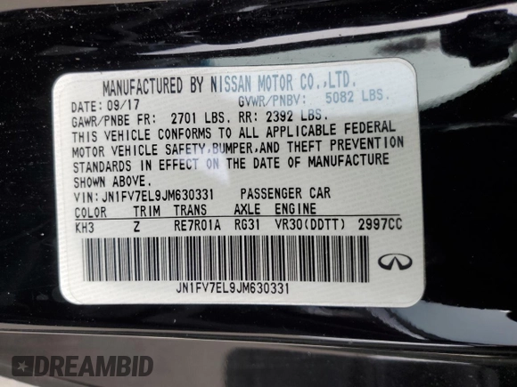 2018 Infiniti Q60 RED SPORT 400 with VIN JN1FV7EL9JM630331, listed as a Copart auction lot 50754875 with 127,387 mi miles and Salvage Title. Bid and sale history available at carsss.com. Image 14.