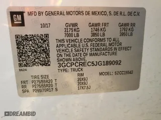 2018 Chevrolet Silverado 1500 LT with VIN 3GCPCREC5JG189092, listed as a Copart auction lot 81787114 with 96,878 mi miles and Salvage Title. Bid and sale history available at carsss.com. Image 13.