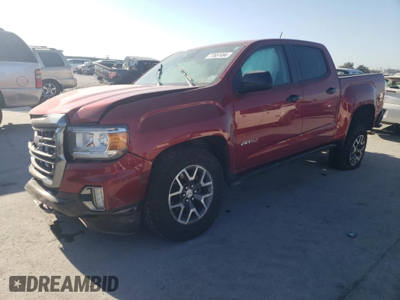 2021 GMC Canyon 4WD AT4 w/Cloth with VIN 1GTG6FEN2M1224875, listed as a Copart auction lot 77651494 with 81,495 mi miles and Salvage Title. Bid and sale history available at carsss.com. Image 1.