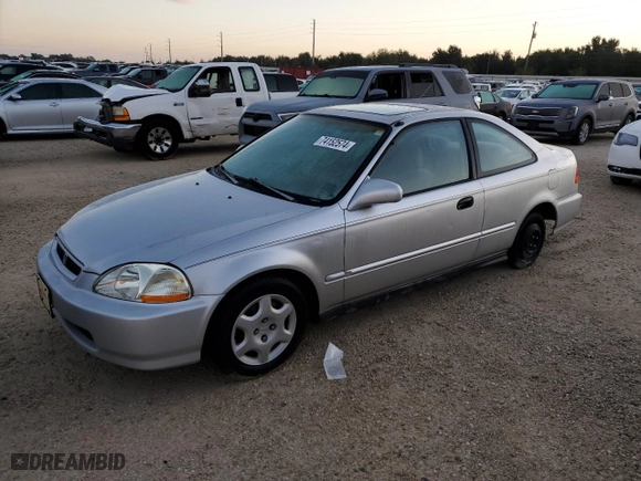 1998 Honda Civic EX with VIN 1HGEJ8148WL016927, listed as a Copart auction lot 74152574 with 130,667 mi miles and Salvage Title. Bid and sale history available at carsss.com. Image 1.