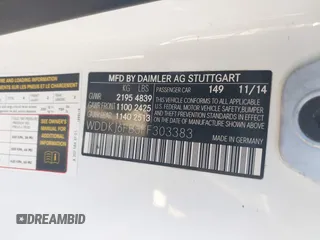 2015 Mercedes-Benz E-Class E 400 with VIN WDDKJ6FB3FF303383, listed as a IAAI auction lot 41818692 with 62,839 mi miles. Bid and sale history available at carsss.com. Image 9.