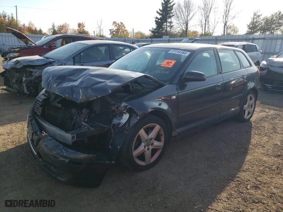 2007 Audi A3 with VIN WAUHF78P87A055034, listed as a Copart auction lot 77114164 with 234710 miles and Salvage Title. Bid and sale history available at carsss.com. Image 1.