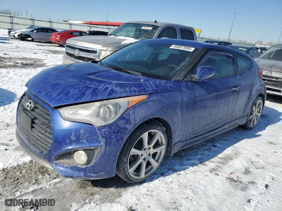 2013 Hyundai Veloster Turbo w/Black Int with VIN KMHTC6AE8DU179075, listed as a Copart auction lot 45957895 with 124,256 mi miles and Salvage Title. Bid and sale history available at carsss.com. Image 1.
