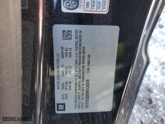 2017 Chevrolet Camaro 2LT with VIN 1G1FD3DX6H0120378, listed as a Copart auction lot 89099855 with 80,884 mi miles and Salvage Title. Bid and sale history available at carsss.com. Image 14.
