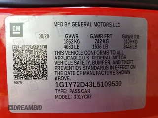2020 Chevrolet Corvette 2LT with VIN 1G1Y72D43L5109530, listed as a Copart auction lot 72776364 with 13,618 mi miles and Salvage Title. Bid and sale history available at carsss.com. Image 15.