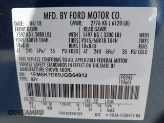 2018 Ford Explorer XLT с VIN 1FM5K7D89JGB64912, выставлен на аукционе IAAI как лот 42370853 с пробегом 76 208 миль миль и . История ставок и продаж доступна на DreamBid. Изображение 9.