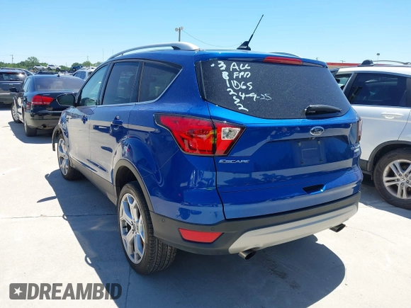 2019 Ford Escape Titanium с VIN 1FMCU0J96KUC34410, выставлен на аукционе IAAI как лот 42309333 с пробегом 88 357 миль миль и . История ставок и продаж доступна на DreamBid. Изображение 3.