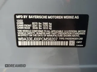 2023 BMW 7 Series 760i xDrive z VIN WBA33EJ00PCM58207, wystawiony jako Copart lot #41809425 z przebiegiem 10 658 mil mil oraz Szkoda całkowita • Salvage title. Historia ofert i sprzedaży dostępna na DreamBid. Obrazek 12.