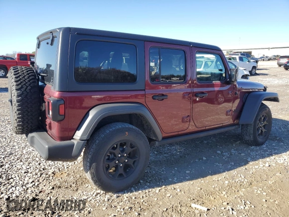2021 Jeep Wrangler Unlimited Willys with VIN 1C4HJXDG9MW594591, listed as a Copart auction lot 81740454 with 48,070 mi miles and Salvage title. Bid and sale history available at DreamBid. Image 3.