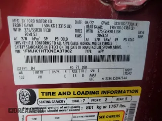 2022 Ford Expedition Max XLT with VIN 1FMJK1HTXNEA37002, listed as a Copart auction lot 49003075 with 20,773 mi miles and Salvage title. Bid and sale history available at DreamBid. Image 15.