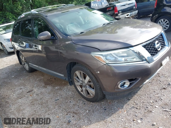 2015 Nissan Pathfinder Platinum with VIN 5N1AR2MM4FC603779, listed as a IAAI auction lot 42731531 with 103,385 mi miles and . Bid and sale history available at DreamBid. Image 1.