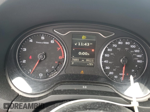 2015 Audi A3 Premium Plus with VIN WAUEFGFF9F1132439, listed as a Copart auction lot 61410465 with 76,693 mi miles and Salvage title. Bid and sale history available at DreamBid. Image 9.