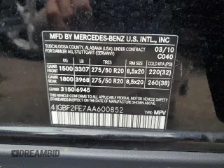 2010 Mercedes-Benz GL-Class GL 350 BlueTEC with VIN 4JGBF2FE7AA600852, listed as a Copart auction lot 74024554 with 0 mi miles and Salvage Title. Bid and sale history available at carsss.com. Image 14.