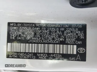 2008 Toyota Prius with VIN JTDKB20UX83450041, listed as a Copart auction lot 60884085 with 73,487 mi miles and Salvage title. Bid and sale history available at DreamBid. Image 12.