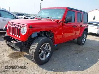 2020 Jeep Wrangler Unlimited Sahara with VIN 1C4HJXEN0LW184564, listed as a IAAI auction lot 42439173 with 79,426 mi miles and . Bid and sale history available at DreamBid. Image 17.